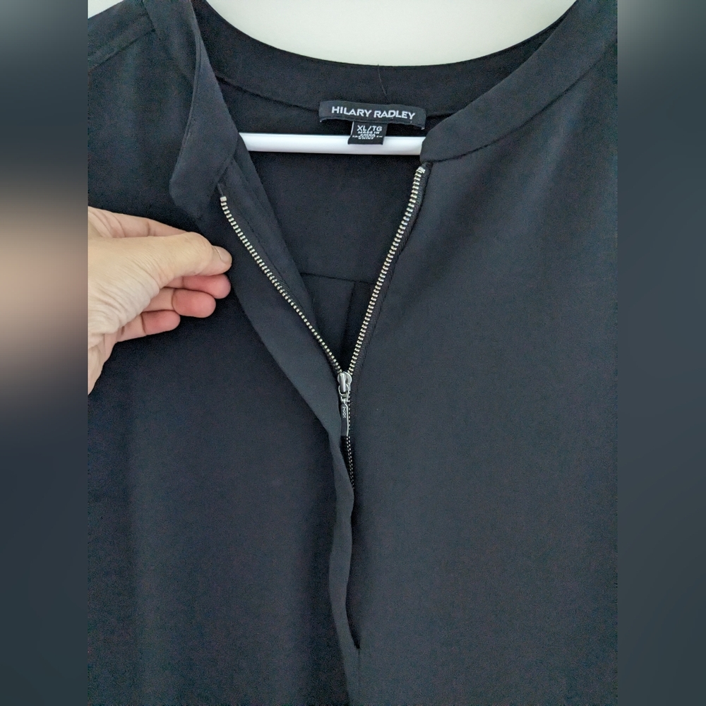 Black Blouse by Hilary Radley Half Zip Size XL